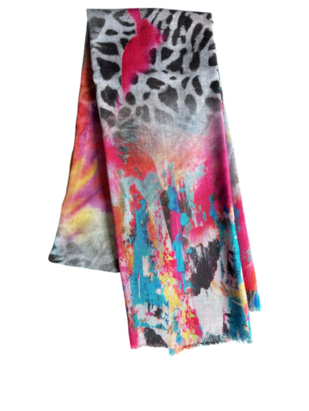 Vibrant Abstract Multicolor Women's Scarf - Pink, Turquoise & Gray